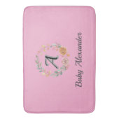 Peachy Coral Rose Wreath Personalized Name Badmat (Voorkant Verticaal)