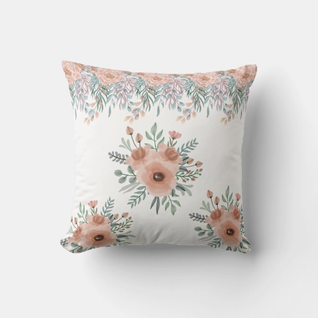 Peachy Floral Delight Pillow Kussen (Voorkant)