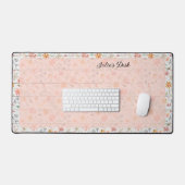 Peachy Floral Design - Tapis de bureau personnalis (Clavier et souris)