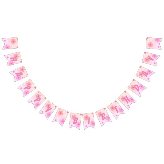 Peachy Happy Birthday Bubble Gum Roze Perzik Bloem Vlaggetjes (Alle)