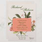 Peachy Honeysuckl Flat Faire-part de mariage (Devant / Derrière)
