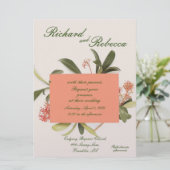 Peachy Honeysuckl Flat Faire-part de mariage (Debout devant)