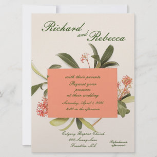 Peachy Honeysuckl Flat Faire-part de mariage