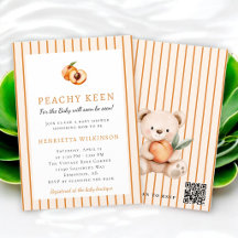 Peachy Keen Waterverf Perzik Baby Shower Uitnodigi