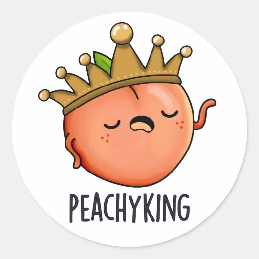 Peachy King Grappige Peach Pun Ronde Sticker (Voorkant)