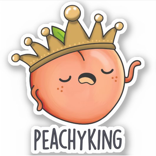 Peachy King Grappige Peach Pun Sticker (Voorkant)