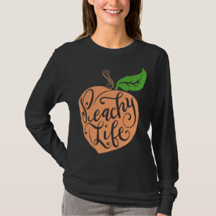 Peachy Life Unieke Perzik Citaat Fruit Tekening Ha T-shirt