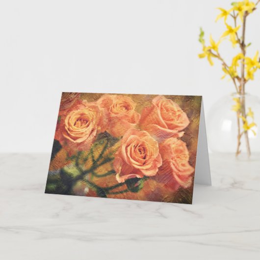 Peachy Orange Rose Écriture Carte Psaume 33:1 (Fleur jaune)