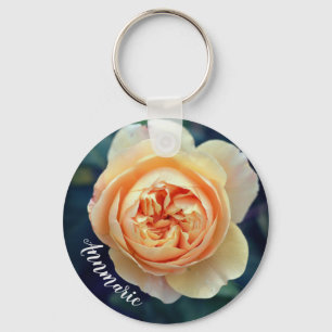 Peachy Oranje Garden Roos Flower Personalized Sleutelhanger