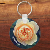 Peachy Oranje Garden Roos Flower Personalized Sleutelhanger (Voorkant)