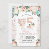 Peachy Owl Cinquième anniversaire Invitation (Devant)