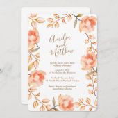 Peachy Peonies bruiloft uitnodiging (Voorkant / Achterkant)