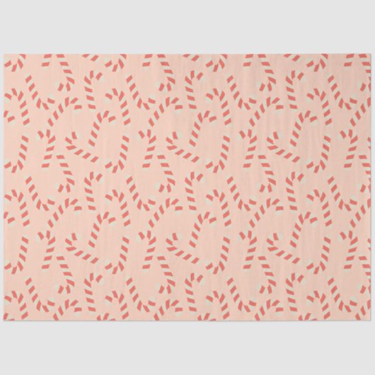 Peachy Pink Christmas Candy Canes Tissuepapier (Voorkant)