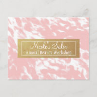 Peachy Pink & Faux Gold Chic Salon Event Carte pos