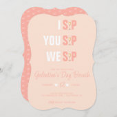 Peachy Pink Galentine's Campagne Brunch Uitnodigen Kaart (Voorkant / Achterkant)