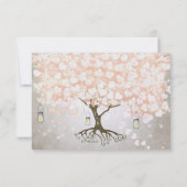 Peachy Pink Heart Leaf Wedding RSVP Kaartje (Achterkant)