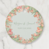 Peachy Pink & Mint Spring Tulips Bedankjes Labels (Achterkant)