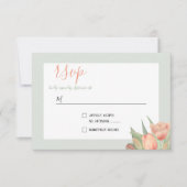 Peachy Pink & Mint Spring Tulips RSVP Kaartje (Voorkant)