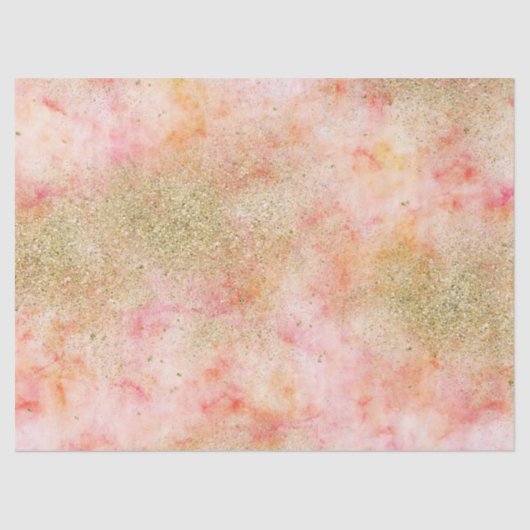 Peachy Pink Waterverf Gold Faux Glitter Tissuepapier (Voorkant)
