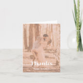 Peachy retro belettering bruiloft bedankkaart (Voorkant)