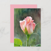 Peachy Rose Rose Boud Art Carte à note plat (Devant / Derrière)