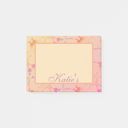 Peachy Rose Roses avec nom Post-It Notes (Devant)