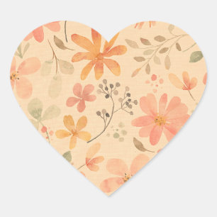 Peachy—roze gouden bloemmotief hart sticker