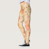 Peachy-roze gouden bloemmotief leggings (Links)