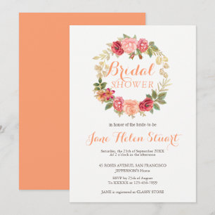 Peachy roze gouden rozen krans chic vrijgezellenfe kaart