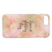 Peachy Roze Waterverf Gouden Faux Glitter Case-Mate iPhone Case (Achterkant (Horizontaal))