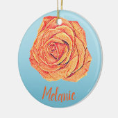 Peachy Tangerine Roos Keramisch Ornament (Links)