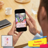 Peachy White Photo Invitations d'anniversaire - mi