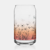 Peachy Wildflower en Vlinders Blikvorm Glas (Voorkant)