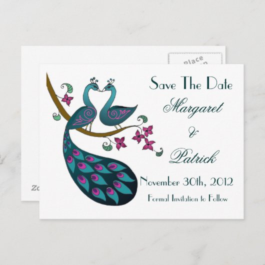 Peacock -1 Enregistrer la carte postale Date (Devant / Derrière)