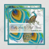 Peacock 3 Veer sparen de Datum Save The Date (Voorkant / Achterkant)