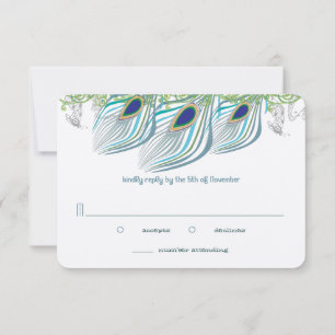 Peacock  3 veren Dank u RSVP Kaartje