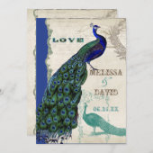  Peacock 5 - officiële bruiloft uitnodiging (Voorkant / Achterkant)