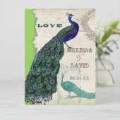 Peacock 5 - officiële bruiloft uitnodiging (Staand voorkant)