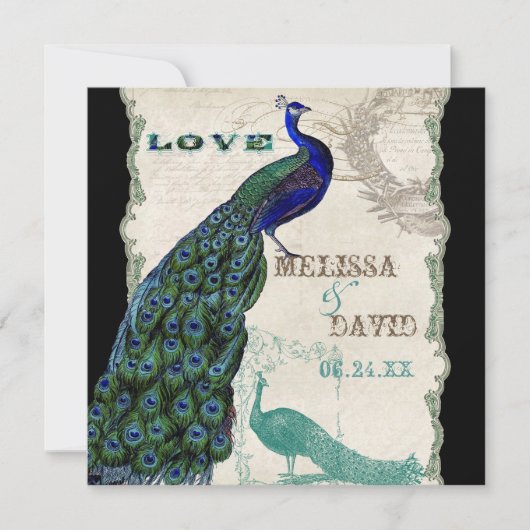  Peacock 5 - officiële bruiloft uitnodiging (Voorkant)