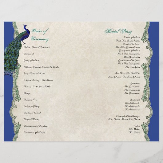  Peacock 5 - Programma voor officiële bruiloft (Achterkant)