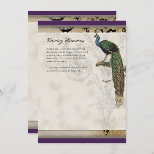 Peacock 6 - bruiloft uitnodiging (Voorkant / Achterkant)