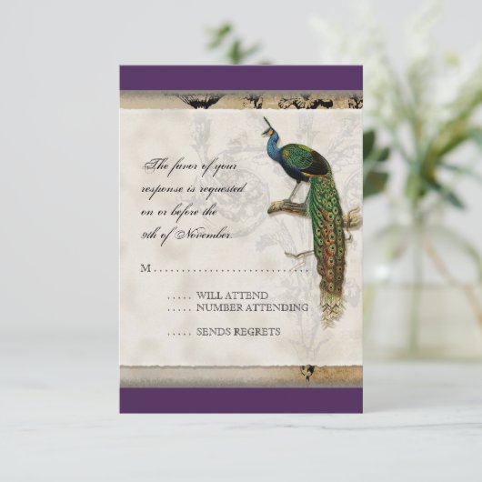 Peacock 6 - bruiloft uitnodiging (Staand voorkant)