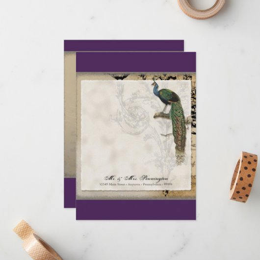 Peacock 6 - Dank u Flat Note Kaart Notitiekaartje (Voorkant / Achterkant in situ)