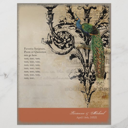 Peacock 6 - Elegant Wedding Programme (Voorkant)