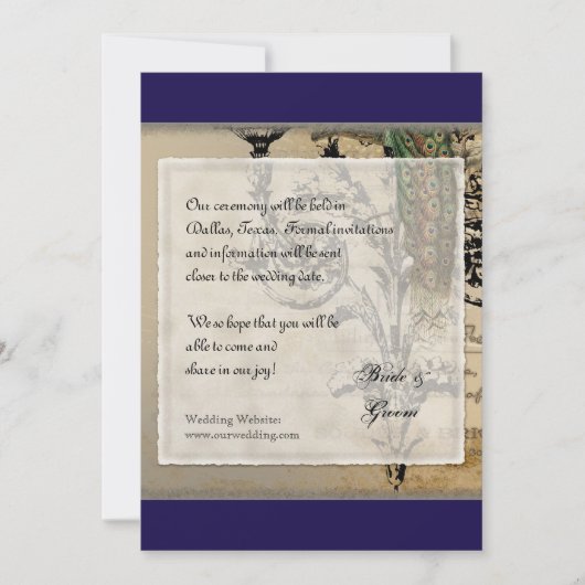  Peacock 6 - sparen de Datum Save The Date (Voorkant)