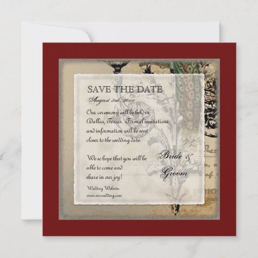 Peacock 6 - sparen de Datum Save The Date (Voorkant)
