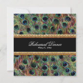 Peacock 9 Feathers Carved Gold Elegant Kaart (Achterkant)