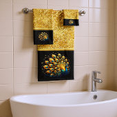 Peacock affichant un plumage bleu et jaune