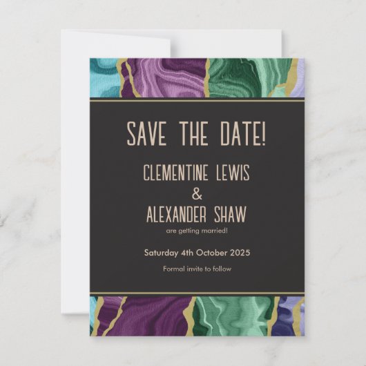 Peacock Agaat V1 (10,8 x 14cm) Save The Date (Voorkant)