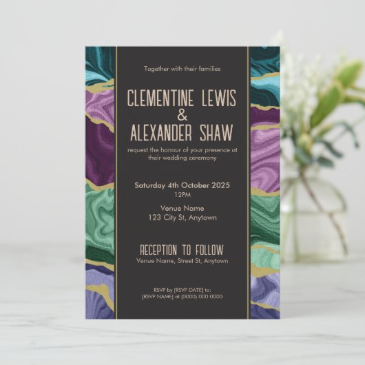 Peacock Agaat (v1) Uitnodiging (Staand voorkant)